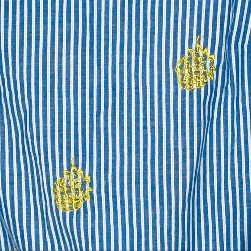 New J. Crew Embroidered Pineapple Side-tie top Medium M 8 - Picture 4 of 9